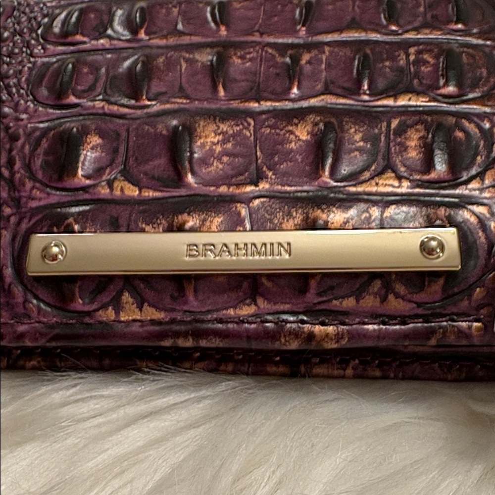 Brahmin Purple and Gold Croc-Embossed Wallet - Picture 3 of 9